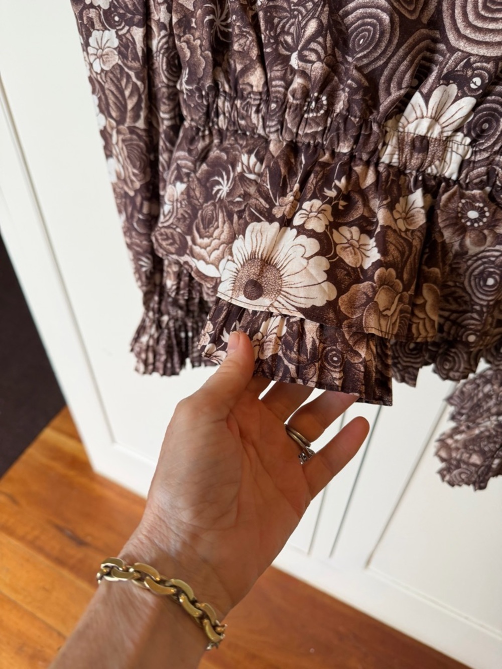 Ulla Johnson Brown Floral Puff-Sleeve Smocked Blouse - Picture 4 of 4